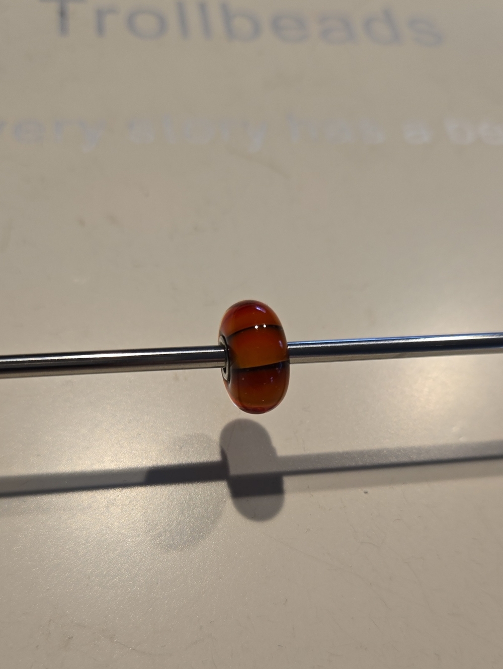 Trollbeads Orange Striped Glass Charm Bead